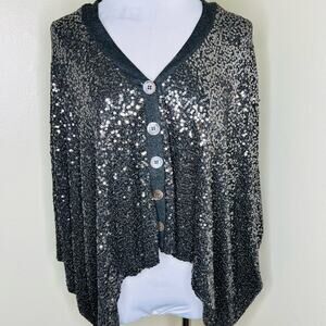 Karen Kane Poncho Top Small Womens Sequin Party Dolman Sleeve Relaxed Button Up